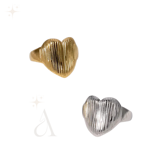 ANILLO CORAZON RAYADO
