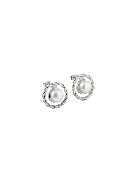 ARETES TRENZADO PERLA